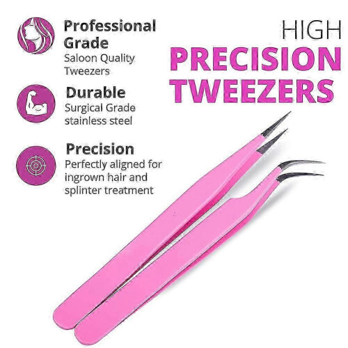 False lash tweezers, 2-piece stainless steel professional tools 1