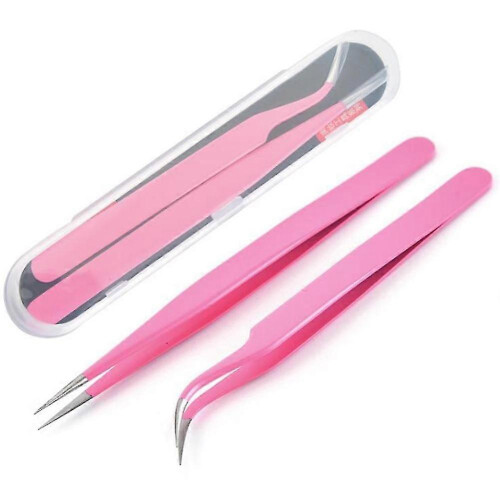 False lash tweezers, 2-piece stainless steel professional tools