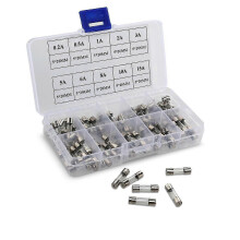 Glass tube fuses assortment for cars - quick blow type