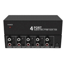 Stereo audiosplitter voor dvd-speler met 1x4 L/R aux-luidsprekerverdeler.