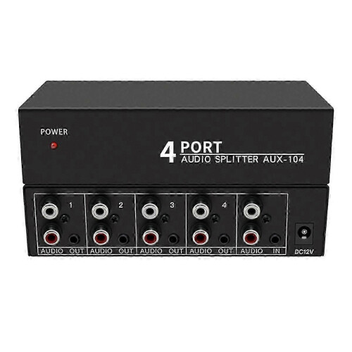 Stereo audio splitter for DVD 1x4 L/R aux speaker distributor