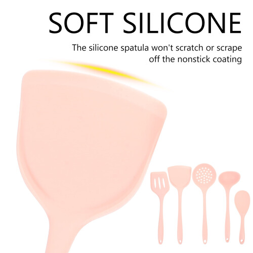 Pink scoop shovel slotted spoon spatula set 1