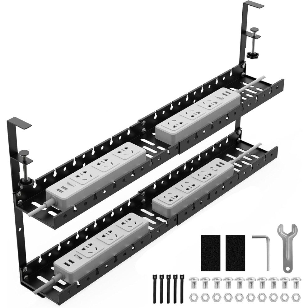 Under Desk Cable Management Tray 2 Layers 31 Inch 9336866859942
