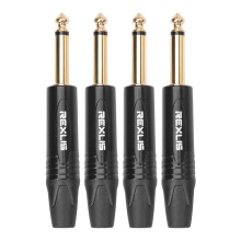 jixopn4pcs Conector de micrófono chapado en oro de 6,35 mm, conector de soldadura DIY, conector jack de soldadura sólida de alta resistencia para