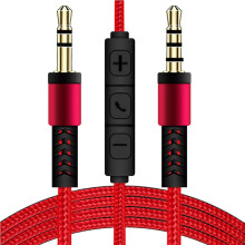 Cable de audio jixopn3.5mm/AUX con micrófono y control de volumen, cable auxiliar estéreo de repuesto para auriculares, altavoces de coche y