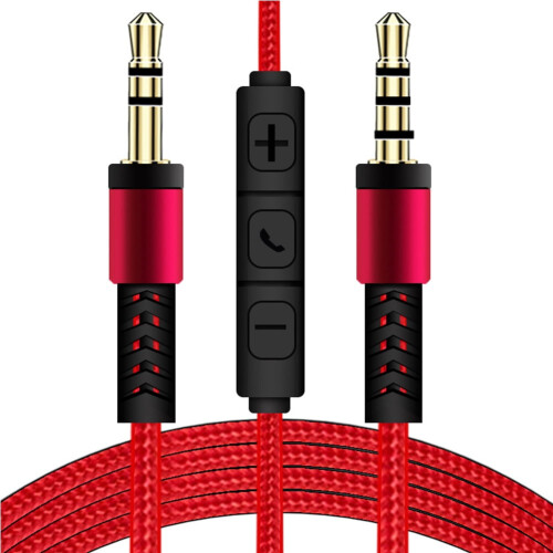jixopn Καλώδιο ήχου 3.5mm/AUX με έλεγχο έντασης μικροφώνου, στερεοφωνικό καλώδιο Aux,