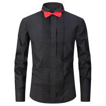 (XXXL, Black) Dress Shirt Male Tuxedo Collar Groomsman"s Dress Groom Wedding Shirt Male