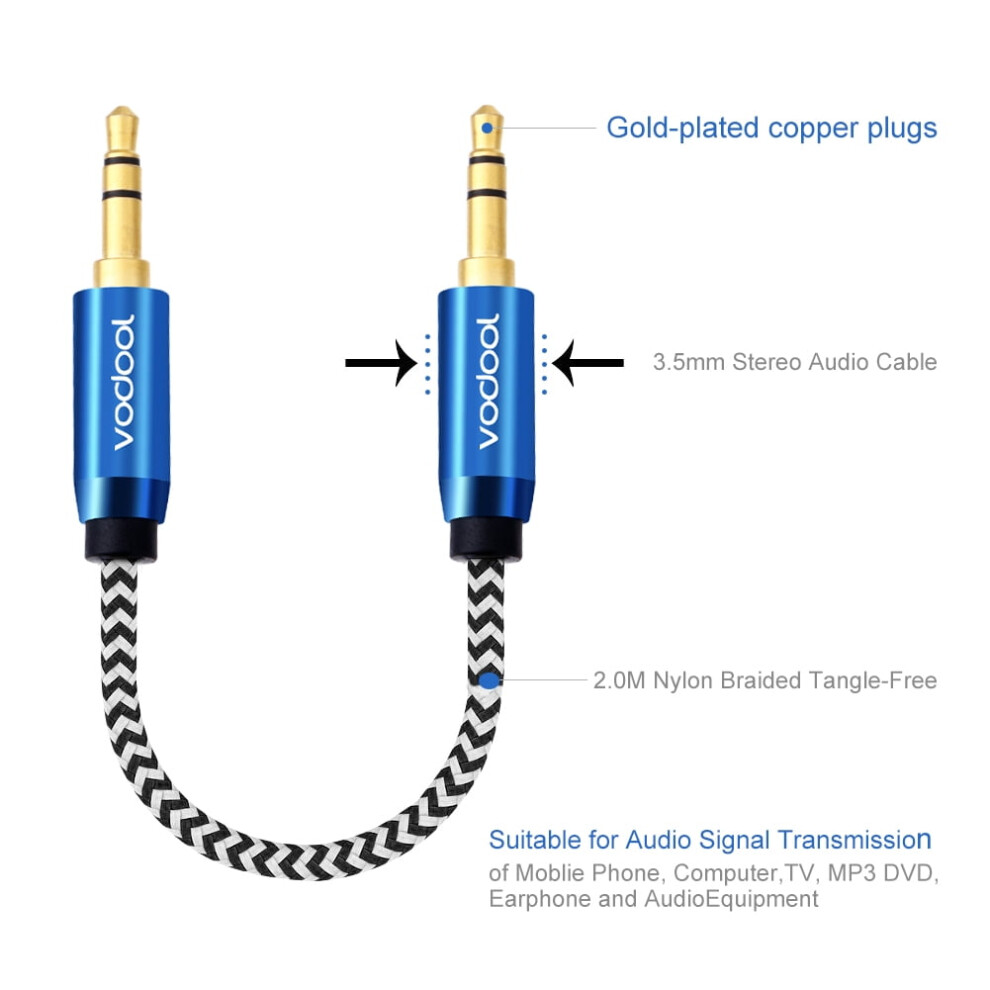 3.5Mm Nylon Braided Audio Cable 2 Meter 917087630238