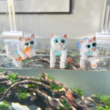 Fish Tank Ornament Cartoon Cat Shape 3 Pieces
