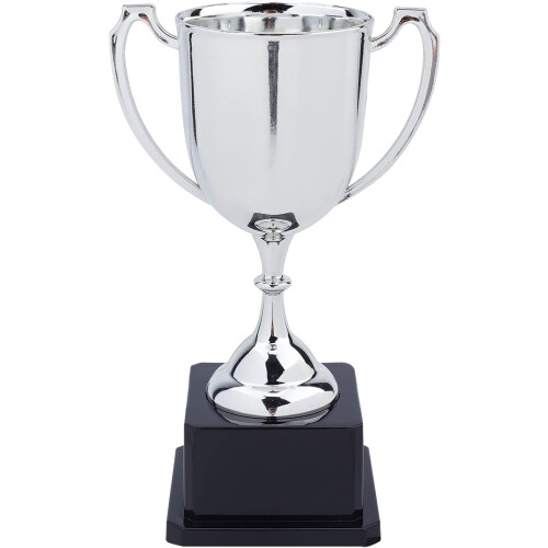 Trophy Cup Plastic Silver 7.4 Inch Round Base