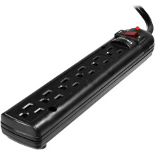 Surge Protector Power Strip 6 Outlet 25 FT Black