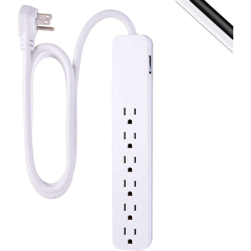Ge Surge Protector Power Strip With 6 Outlets And 4 Ft Cord White 917087636551