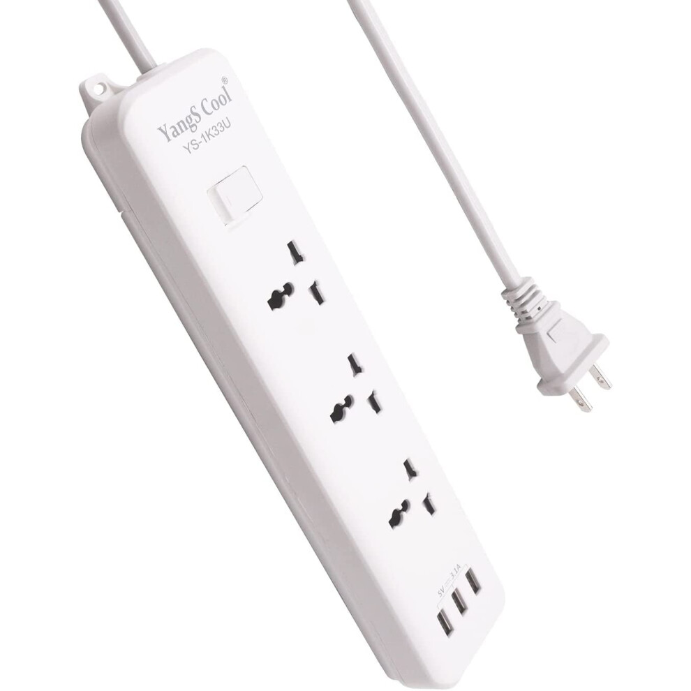 Universal Power Strip With Usb Ports 3 Ac Outlets 6.6 Ft 917087636377