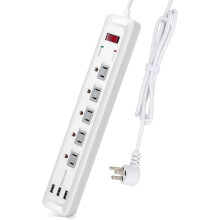 Power Strip Surge Protector 5 AC Outlets 3 USB 5 Ft