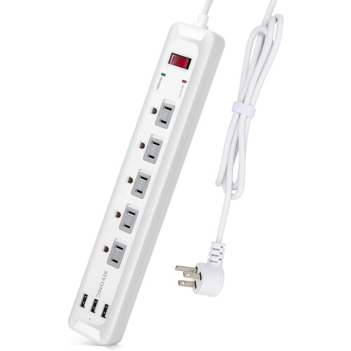 Power Strip Surge Protector 5 AC Outlets 3 USB 5 Ft