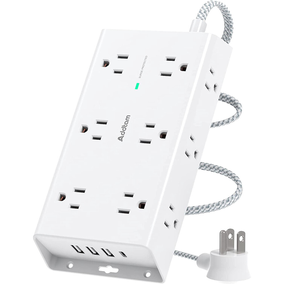 Surge Protector Power Strip With 12 Outlets And 4 Usb Ports 917087636278