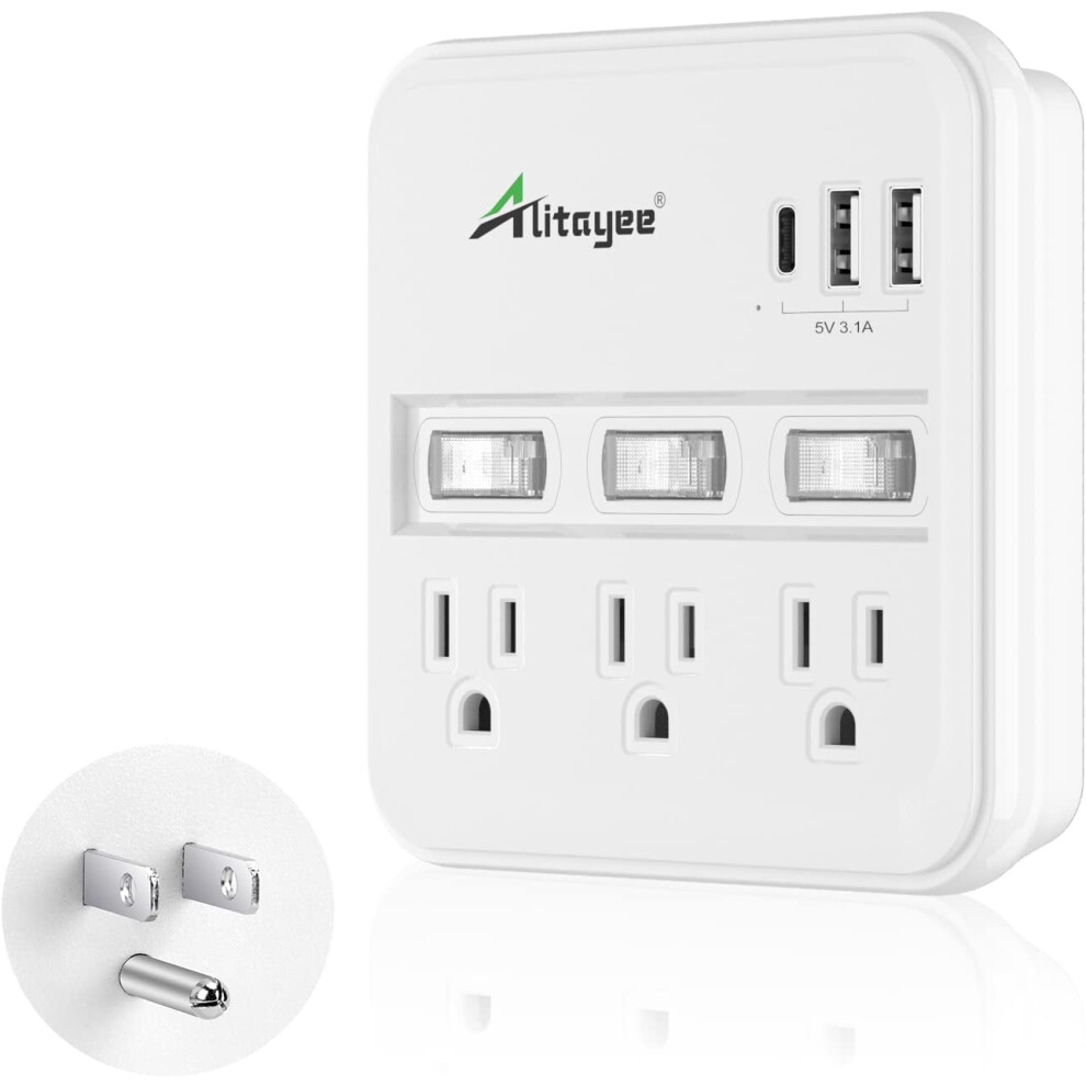 Wall Outlet Extender Surge Protector With Usb And Type-C, 917087636094