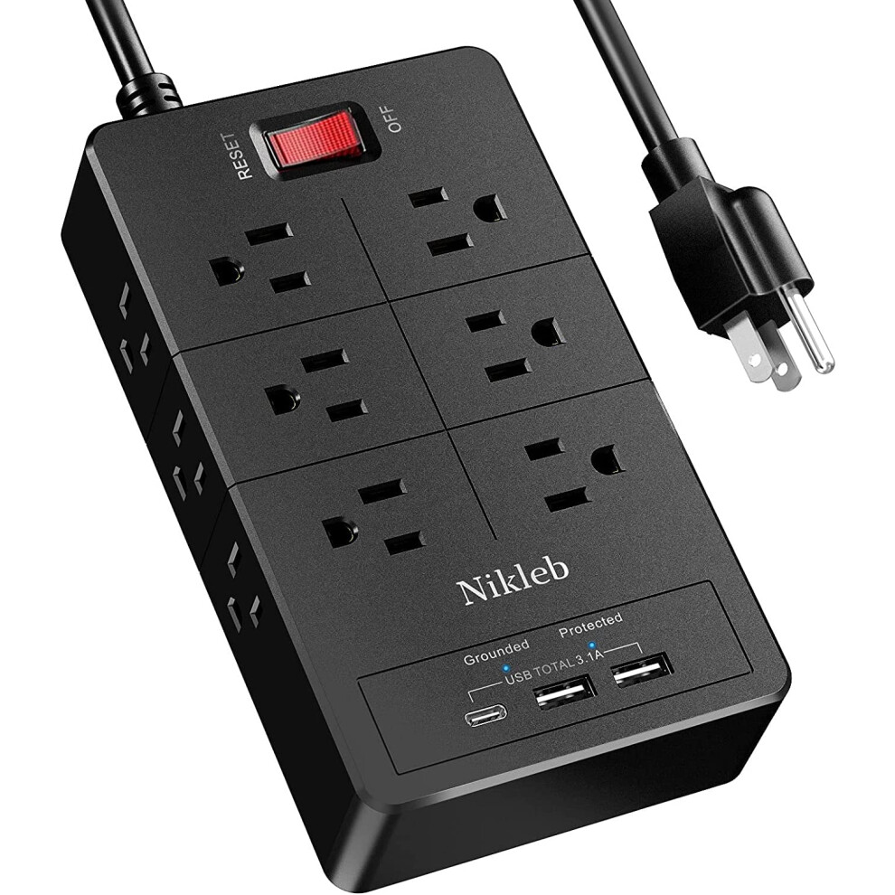 Surge Protector Power Strip With 2 Usb + 1 Type-C Ports, 917087635479
