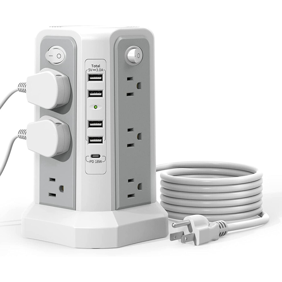 Power Strip Tower With 12 Ac Outlets And 5 Usb Ports 917087635011