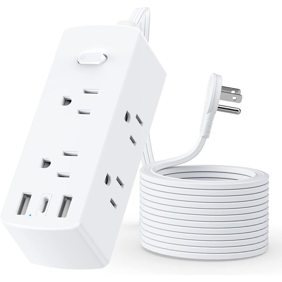 Extension Cord 15 Ft Power Strip With 6 Outlets 3 Usb Ports 917087635394