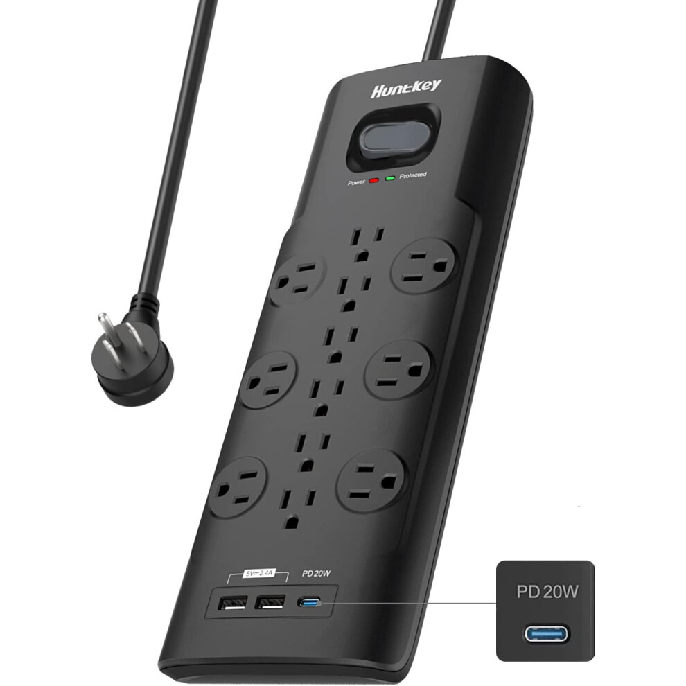 Pd 20W Usb-C Power Strip With Surge Protection 3480J 12 Ac 917087635356