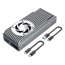 JIXOPN 10Gbps M.2 NVMe SSD Enclosure with Cooling Fan Metal
