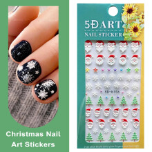 Christmas Nail Art Stickers Santa Snowflake Elk 1 Sheet
