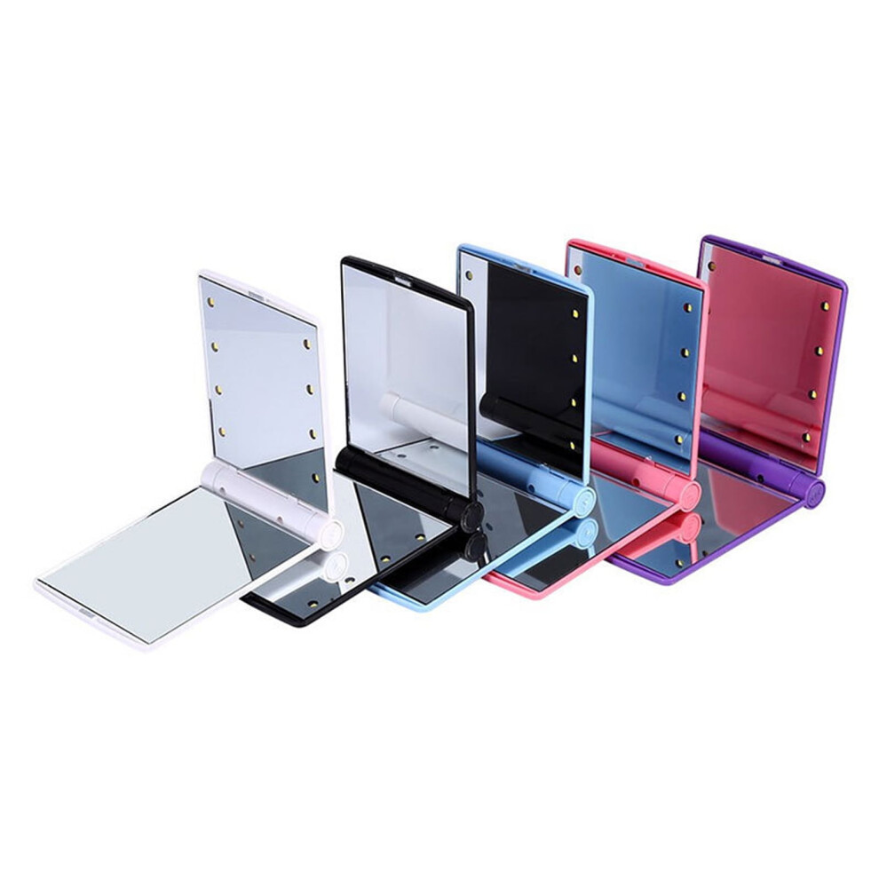 Foldable LED makeup vanity mirror with adjustable brightness