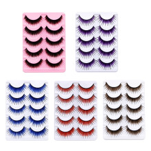 Fake Eyelashes Colorful Long Thick 5 Pairs