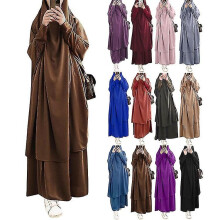 (brown) Uae Saudi Solid Robe Dress Hooded Suit Ethnic Wear