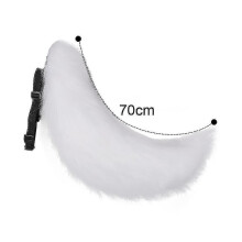 (White) Faux Fur Animal Big Tail Fox Cat Dog Wolf Tail Set Halloween Party Costume Accessory