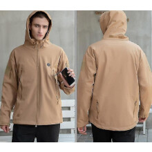 (XL, Khaki) Heated Jacket, Waterproof Winter Outdoor Heated Jacket Heating Jacket Coat