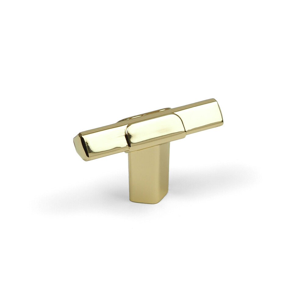 (45Mm Knob) Polished Brass Gold 45Mm T-Bar & Matching 160Mm Triangle Handles 5056767302999
