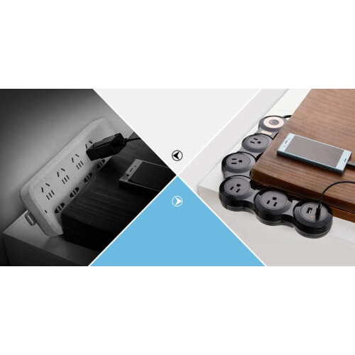 Flexible Power Strip Surge Protector 4 Outlets 2 USB Black 2
