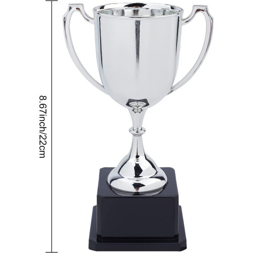 Trophy Cup Plastic Silver 7.4 Inch Round Base 1