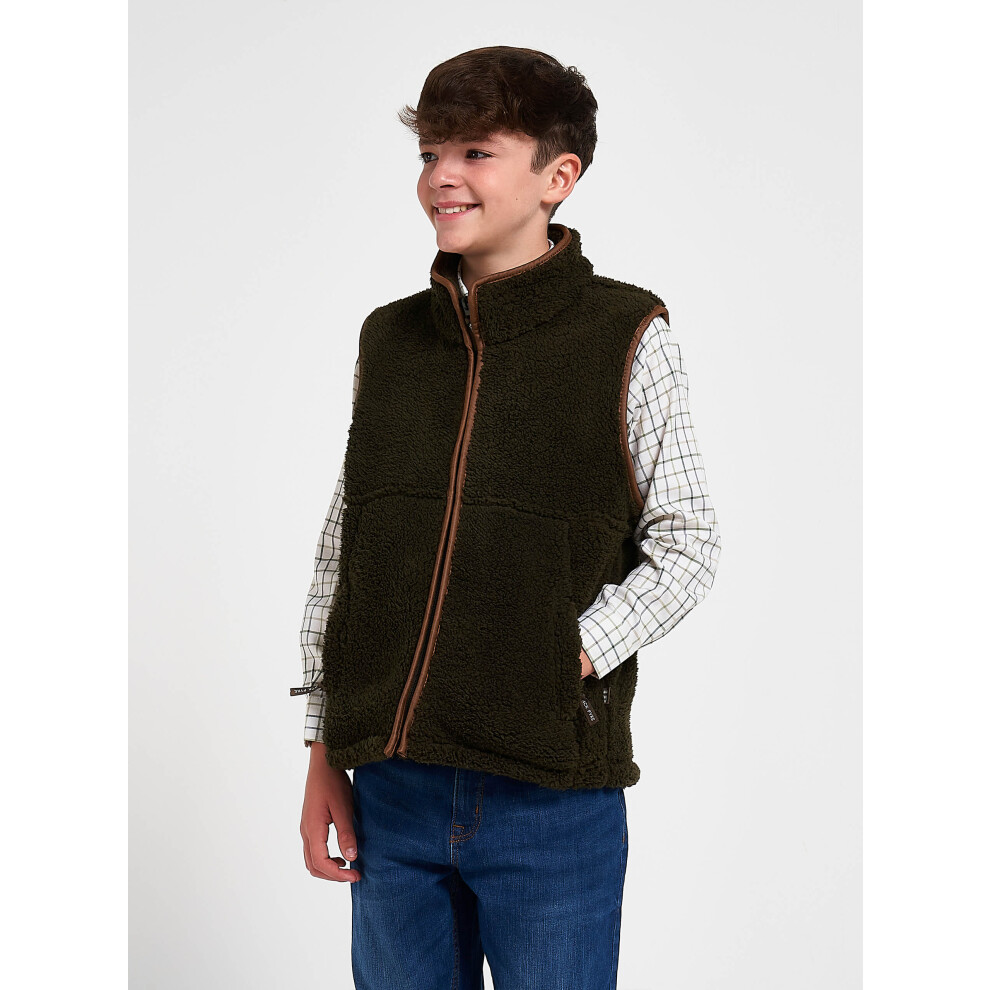 Jack Pyke Junior Sherpa Fleece Gilet Dark Olive Xxs