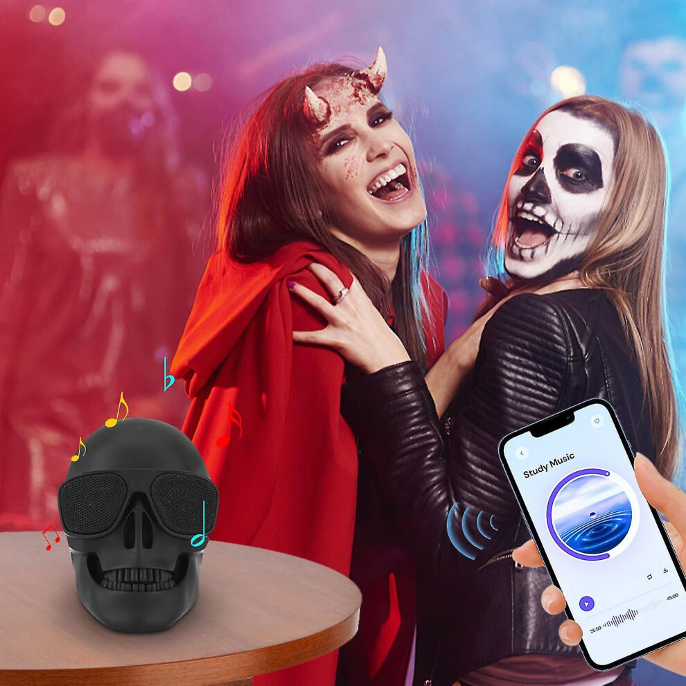 (A, Multicolor) Portable Skeleton Skull Bluetooth Wireless Speaker 15W Bt4.0 Fm Radio Halloween Wireless Speaker 3871515878357