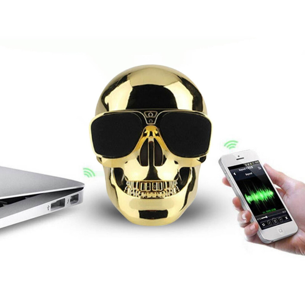 (C, Multicolor) Portable Skeleton Skull Bluetooth Wireless Speaker 15W Bt4.0 Fm Radio Halloween Wireless Speaker 3321827099174