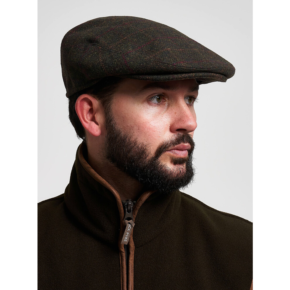 Jack Pyke Wool Blend Flat Cap Dark Olive 61Cm