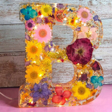 (B) Pressed Flower Resin Letters With Led Light ,floral Resin Night Light 26 Letter Selectiondemon