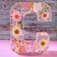 (C) Pressed Flower Resin Letters With Led Light ,floral Resin Night Light 26 Letter Selectiondemon
