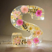 (S) Pressed Flower Resin Letters With Led Light ,floral Resin Night Light 26 Letter Selectiondemon