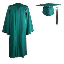 (XL, Emerald Green) Adult Graduation Gown Robe and Mortarboard Cap Set