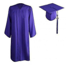 (XXL, Purple) Adult Graduation Gown Robe and Mortarboard Cap Set