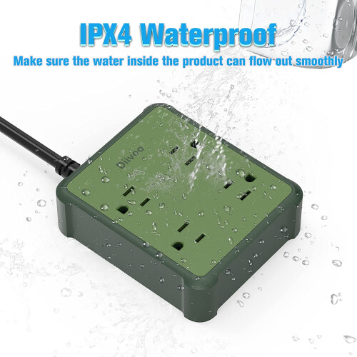 Outdoor power strip weatherproof 4 outlets 6 ft 1