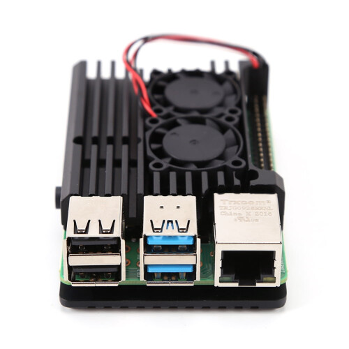 Aluminum Alloy Case with Dual Cooling Fans for Raspberry Pi 1