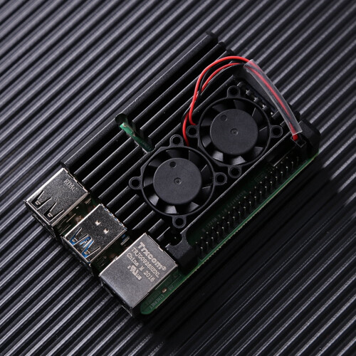 Aluminum Alloy Case with Dual Cooling Fans for Raspberry Pi 2