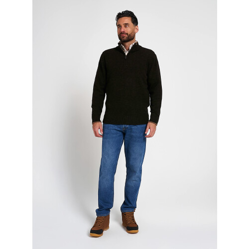 JACK PYKE Jack Pyke Ashcombe 100% Lambswool Zip Knit Jumper Pullover Deep Olive Medium