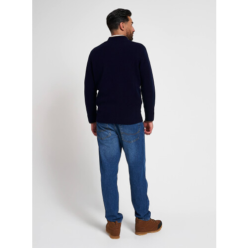 JACK PYKE Jack Pyke Ashcombe 100% Lambswool Zip Knit Jumper Pullover Navy Blue Small