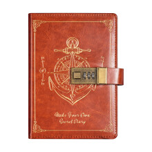 Zeceouar Password-Protected Leather Notebook B6